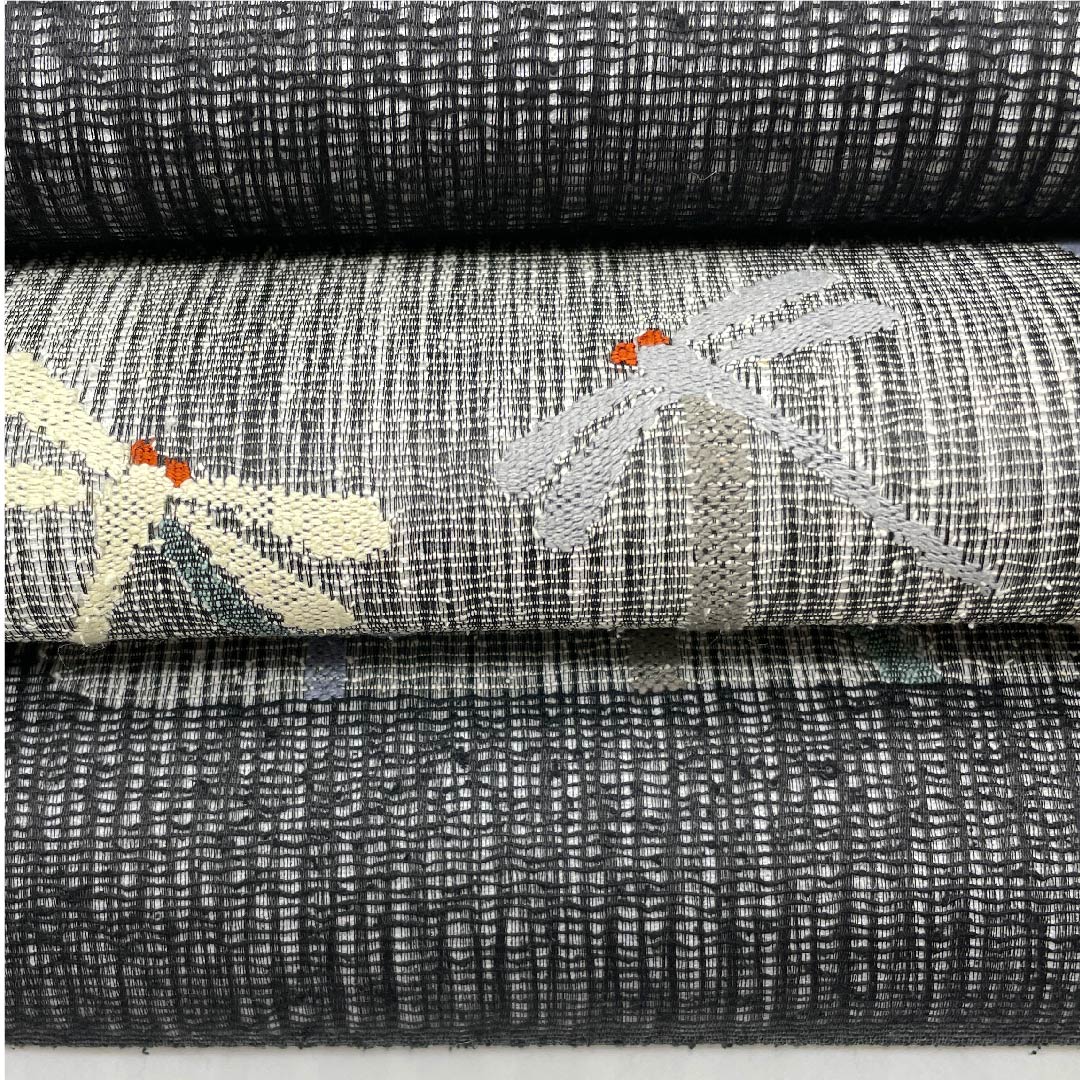 Fukuro Obi, Summer Obi, Black, Bamboo, Dragonfly, Summer, Obi Length 440cm, Pure Silk, A Rank, Pointed Pattern, Casual, Black, 1123007723310