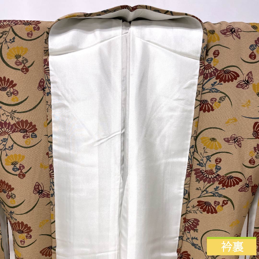 Komon (small pattern) kimono, pure silk, A-rank, length 164cm, sleeve length 65.5cm, lined, clove brown, stencil dyeing, plant dyeing, by Shozo, artist, beige, product number 1115007553425