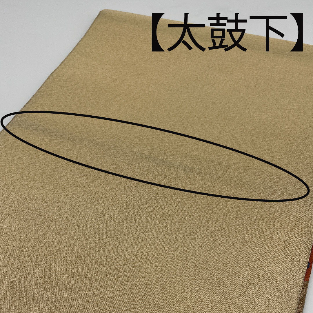 袋帯 綴れ織 名物花鳥文 帯丈442cm 正絹 Aランク ポイント柄 フォーマル 金系 1123003293321