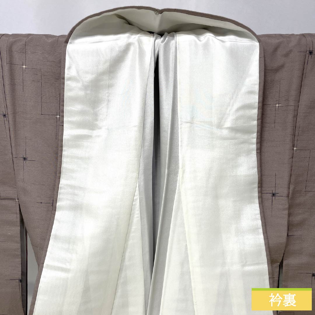 Tsumugi Silk S Rank Length 165.5cm Sleeve Length 64cm Akunezumi-iro Geometric Pattern With basting thread Lined Gray 1116005002522