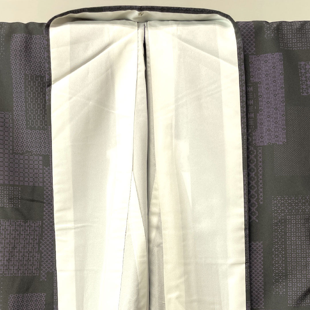 Tsumugi Length 160cm Sleeve length 66.5cm Geometric pattern Polyester S rank Awase Black 1116002602410