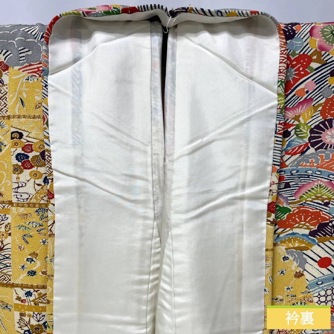 訪問着 正絹 Sランク 袷 身丈160cm 裄丈63cm 濃卵色（こいたまごいろ） 型染 吉祥文様 グラデーション系 1112006162499