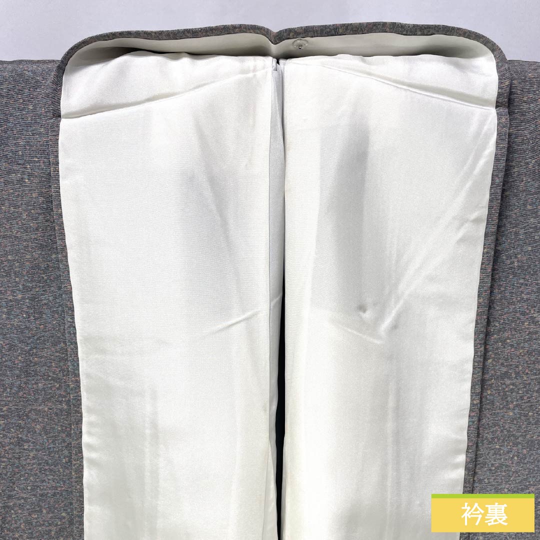 Komon, pure silk, length 160cm, sleeve length 64.5cm, lined, smoked silver, tataki-dyed, with basting thread, S rank, gray, 1115005842422