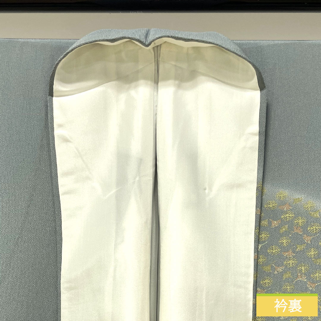 Homongi, pure silk, lined, length 157cm, sleeve length 64.5cm, agarwood brown, Kawamura Kyutaro, abstract pattern, embroidery, Kenshoen Guard processing, S rank, gray, 1112004032322