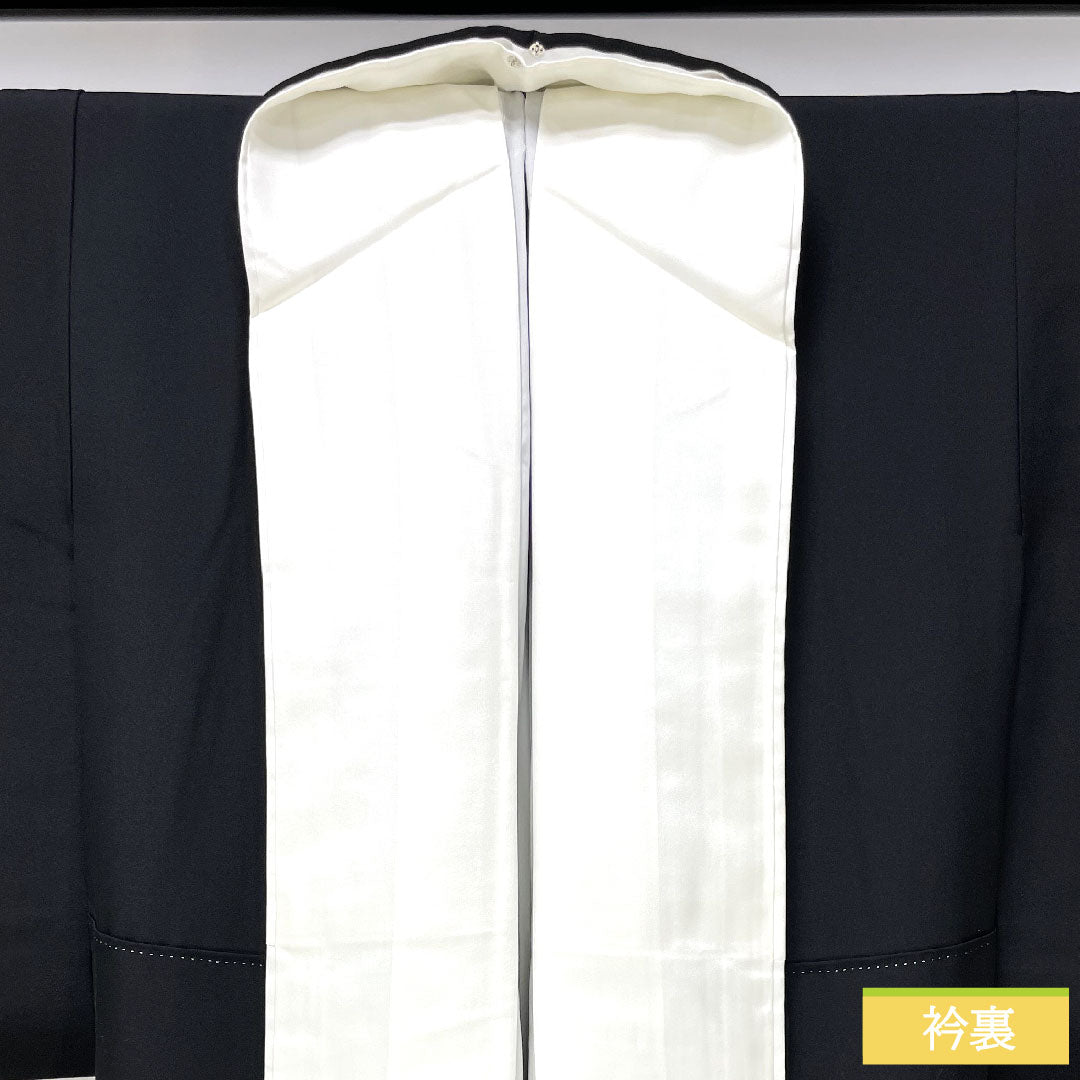 黒留袖 正絹 身丈156.5cm 裄丈63cm 袷  寿光織 時代人物風景模様 新はじく加工 五つ紋 違い鷹の羽 Sランク 黒系 1111001332310