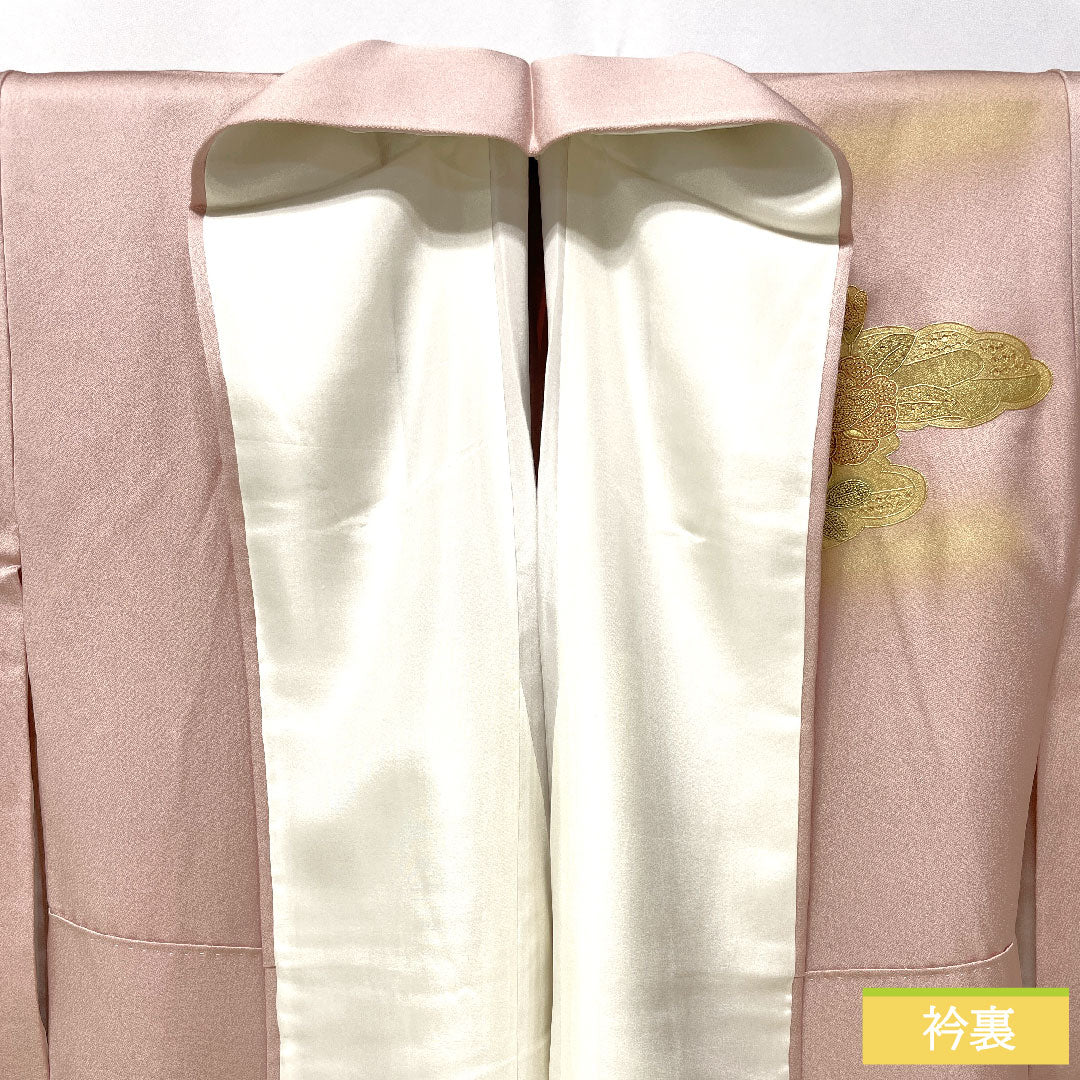 Homongi, pure silk, lined, length 156.5cm, sleeve length 62.5cm, modern colors, Kyoto Yuzen, Shantou embroidery, flower cart, S rank, pink, 1112004942313