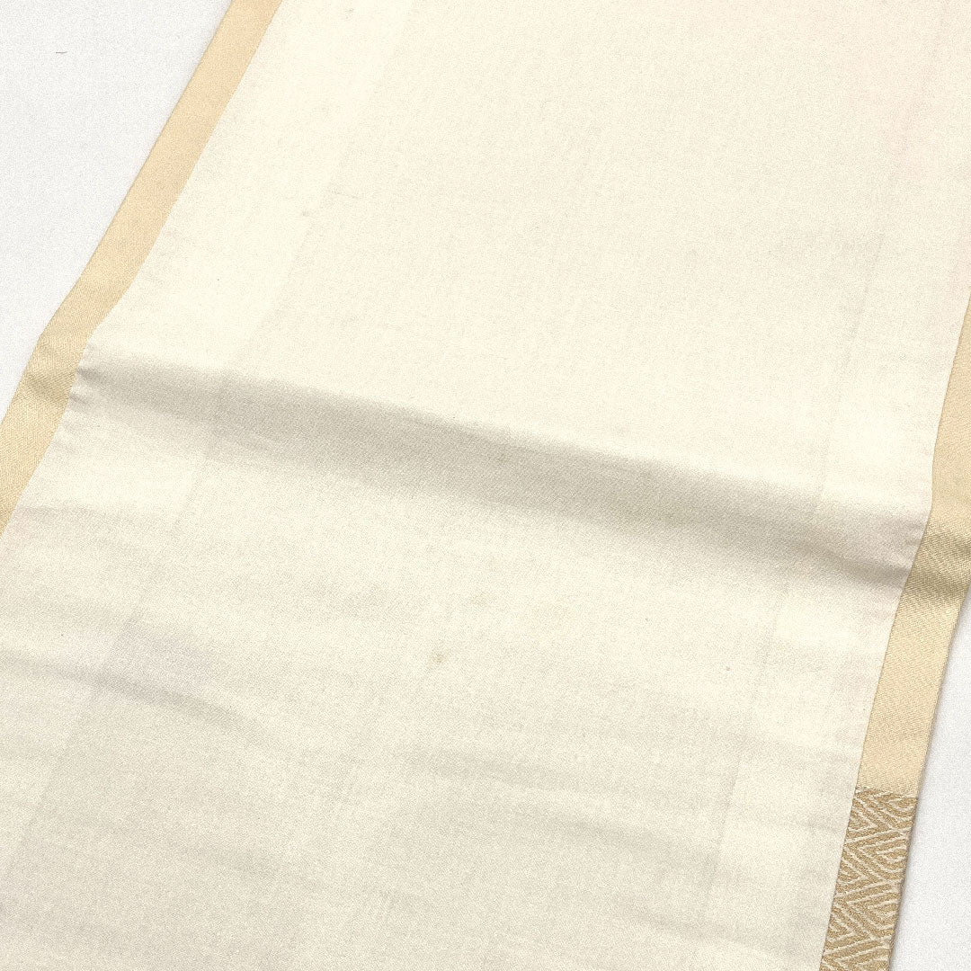 Nagoya obi, Living National Treasure Kitagawa Heiro, Honkaraori, Toyama pattern, obi length 369cm, pure silk, B rank, six-pass, casual, cream color, 1124001314315, open tailoring