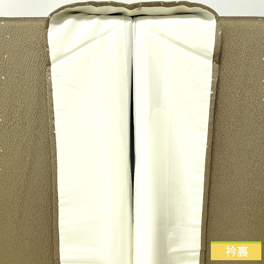 Komon, pure silk, length 170.5cm, sleeve length 66.5cm, lined, sand color, scattered petals, A rank, gray, 1115004703622