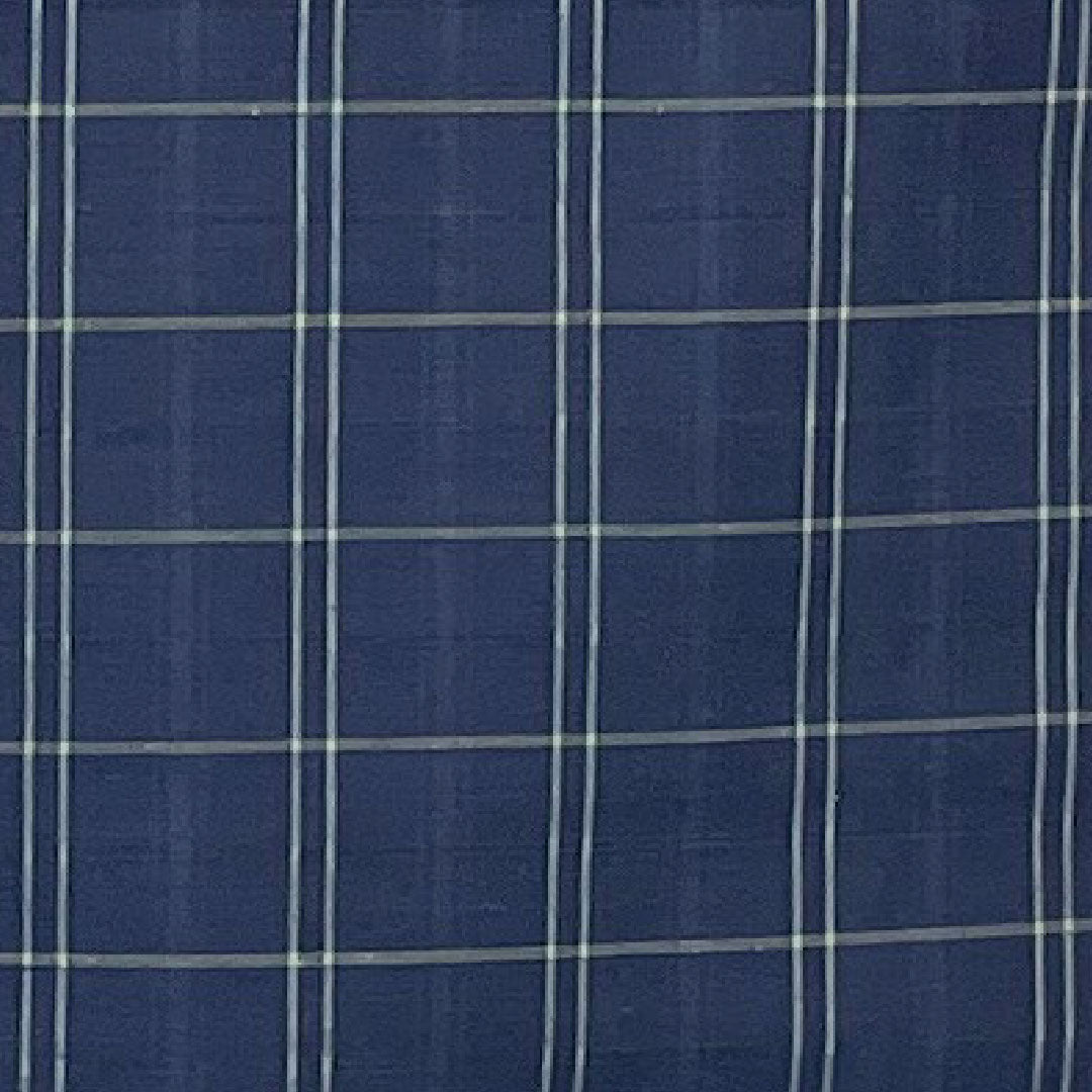 Tsumugi, Length 155cm, Sleeve length 63.5cm, Check pattern, Pure silk, S rank, Lined, Navy blue, 1116001492318