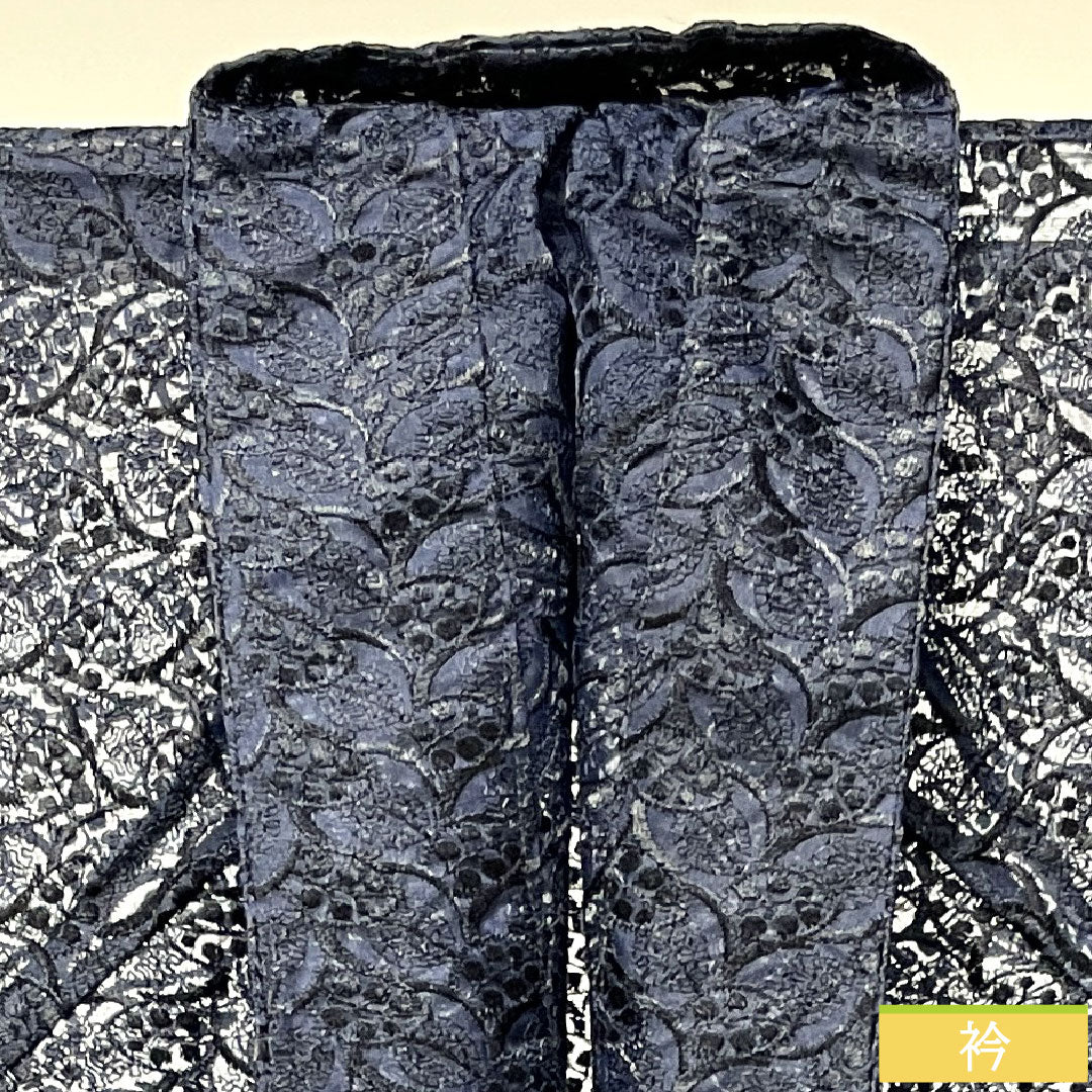 道中着 ポリエステル 身丈76.5cm 裄丈47.5cm  幾何学模様 スリーシーズン Sランク 単衣 黒系 1117000612910