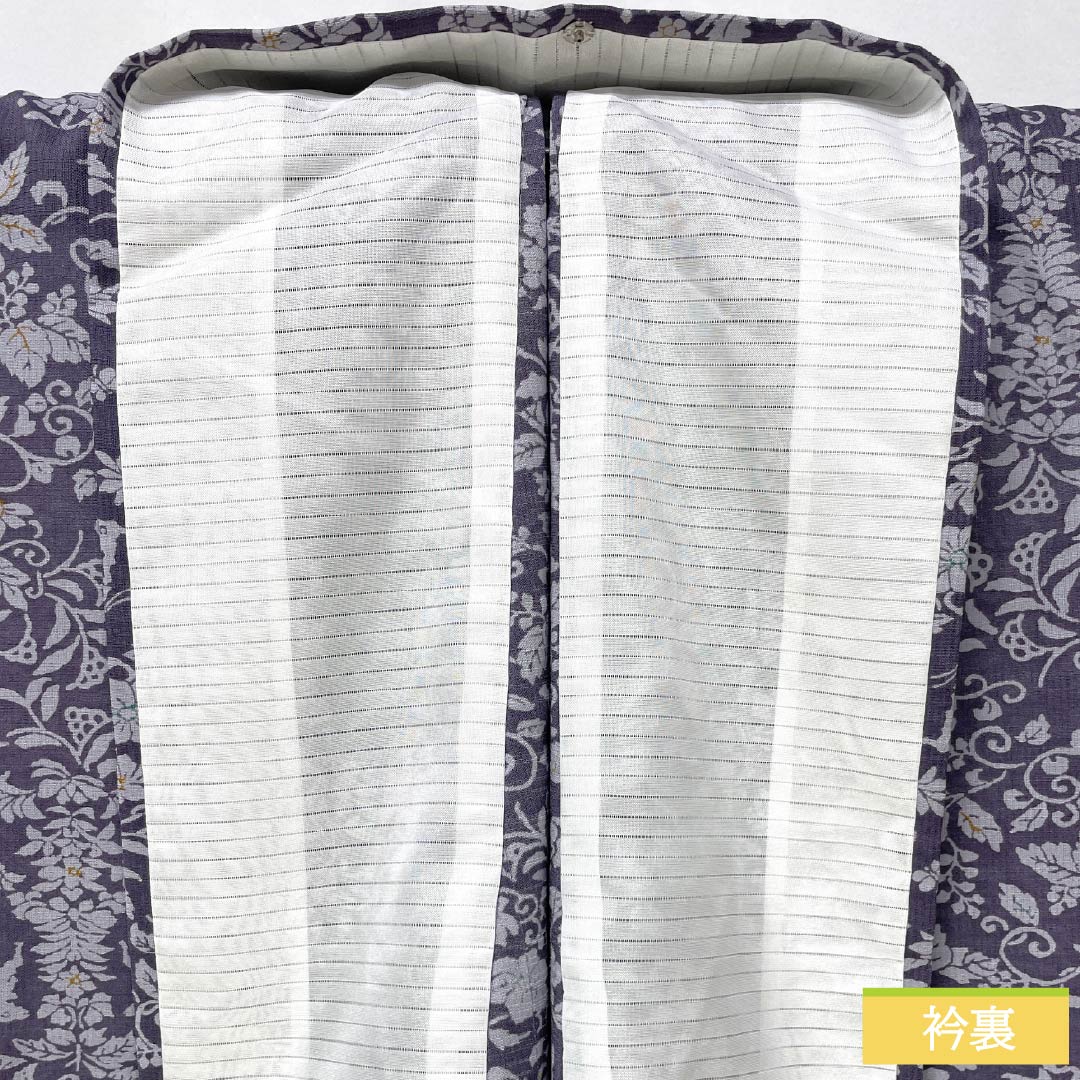 Summer kimono, polyester, small pattern, length 165.5cm, sleeve length 64.5cm, poppy purple, split, chintz pattern, washable kimono, gauze, S rank, purple, 1132002152520