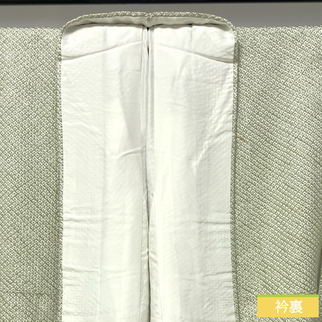 Homongi, pure silk, lined, length 165cm, sleeve length 69cm, light green, all-dyed, embroidery, basting thread included, unused, S rank, green, 1112004182519