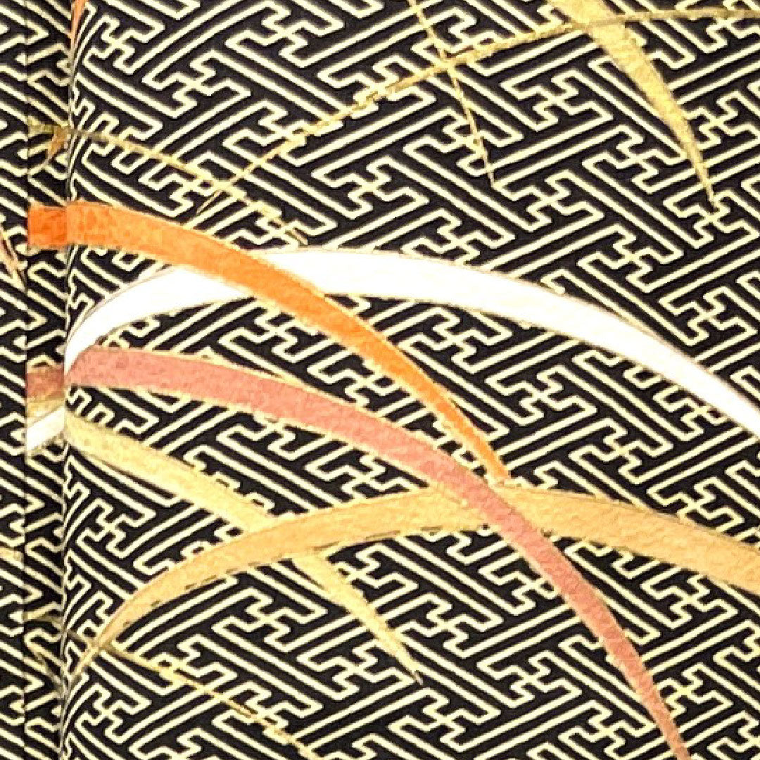 Komon Length 156.5cm Sleeve length 61.5cm Awase Sayagata Shiba grass Pure silk A rank Black 1115002683310