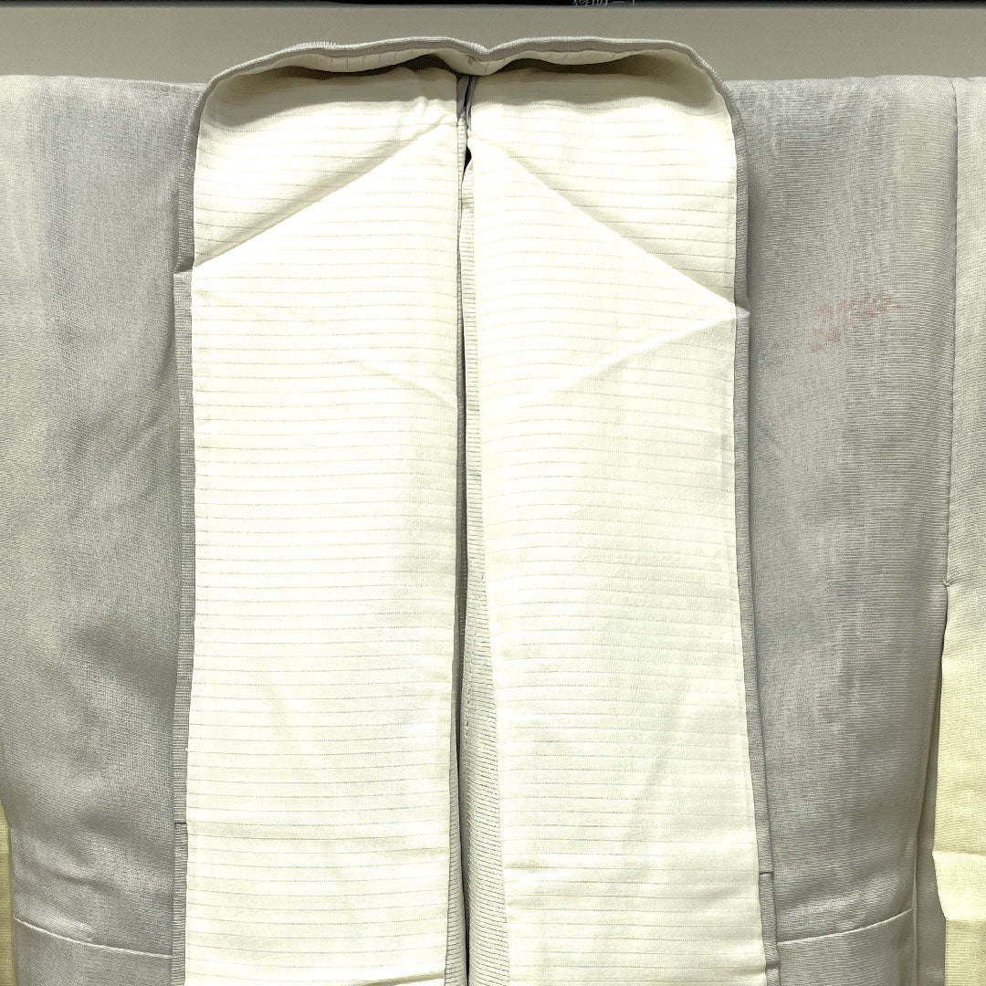 夏物 正絹 訪問着 身丈157cm 裄丈63.5cm 雲井鼠色（くもいねずいろ） 草花模様 二重紗 Aランク グレー系 1132001543322