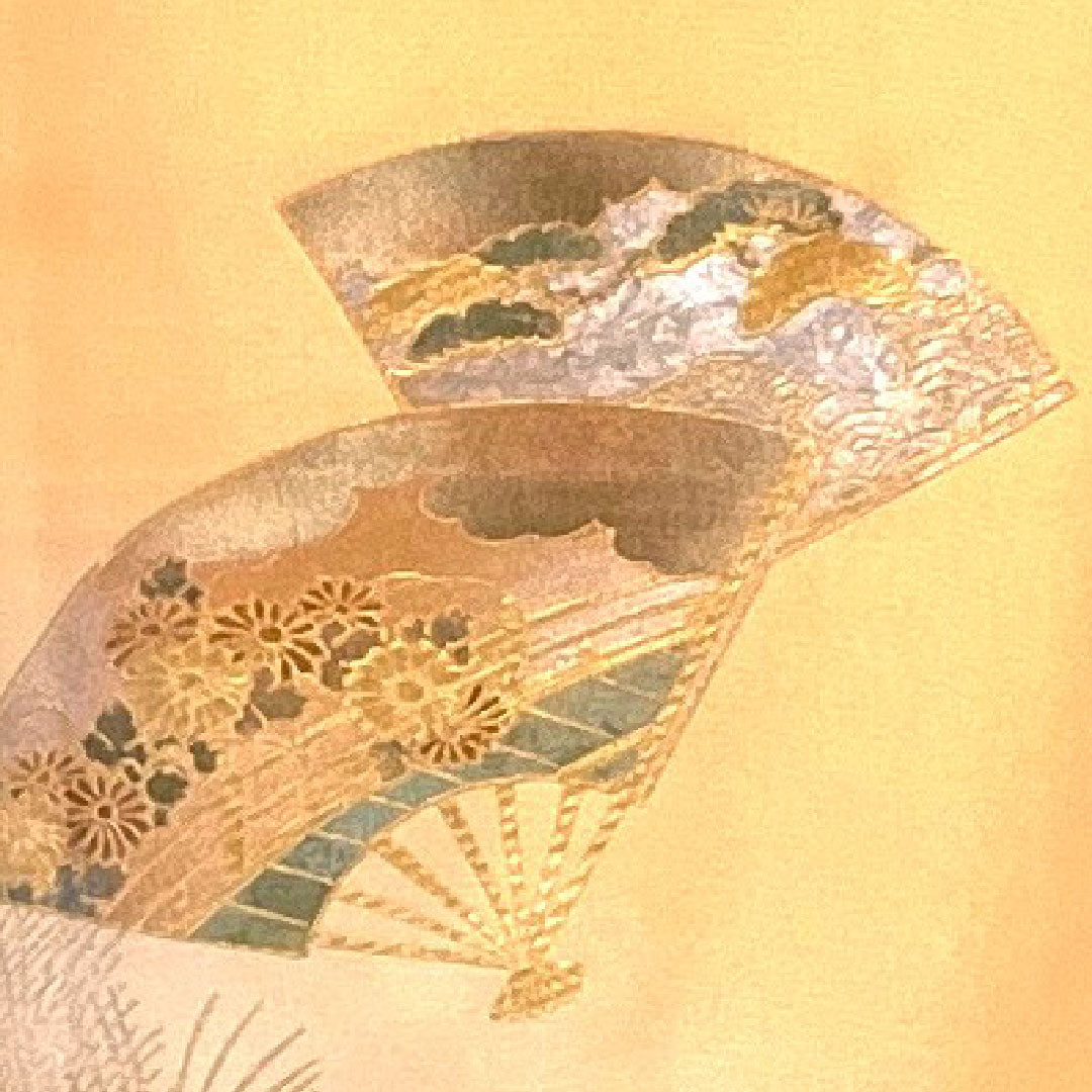 訪問着 袷 身丈160cm 裄丈66cm 金彩加工 扇 正絹 Sランク ピンク系 1112001382413