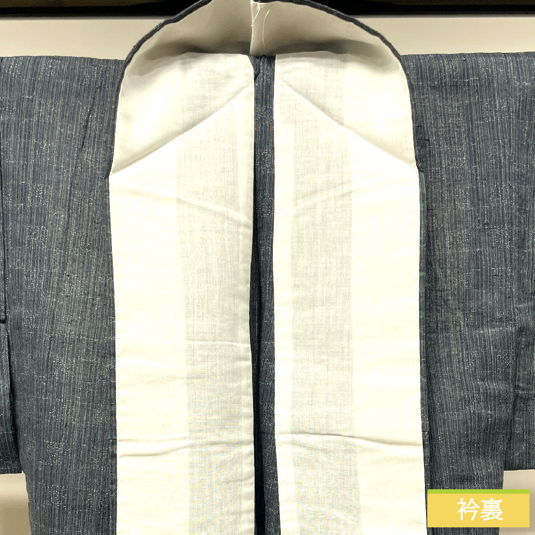 紬 正絹 身丈156cm 裄丈64cm  具墨色 幾何学模様 Sランク 紗 黒系 1116003112310