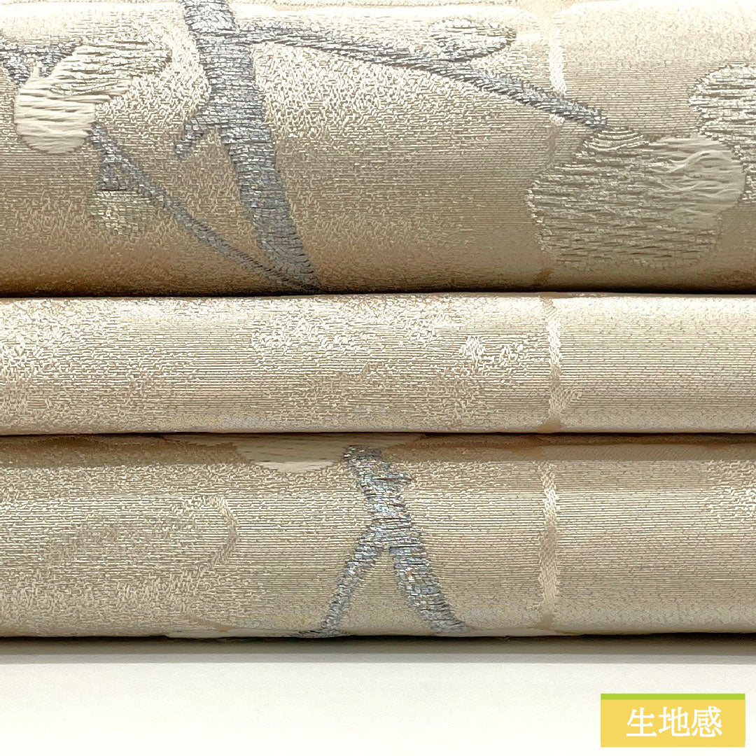 Formal Obi, Polyester, Grade A, White-brown, Plum Blossom Design, Length 426cm, Six-fold, Pink, Item Number 1123016053313