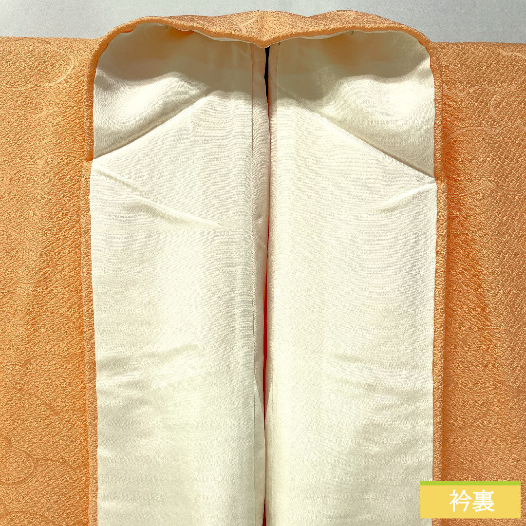 色無地 正絹 身丈164cm 裄丈64.5cm 朱華色（はねずいろ） ボカシ模様 袷 Sランク 橙系 1114001562426