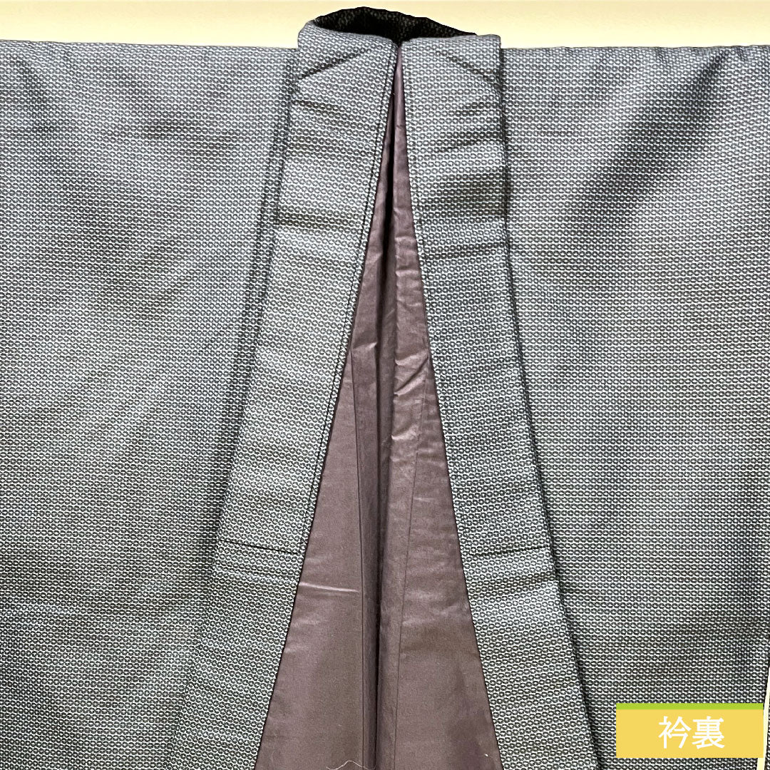 Men's pure silk, length 145cm, sleeve length 70.5cm, Oshima Tsumugi, tortoiseshell pattern, basting thread included, unused, S rank, lined, navy blue, 1119000792418