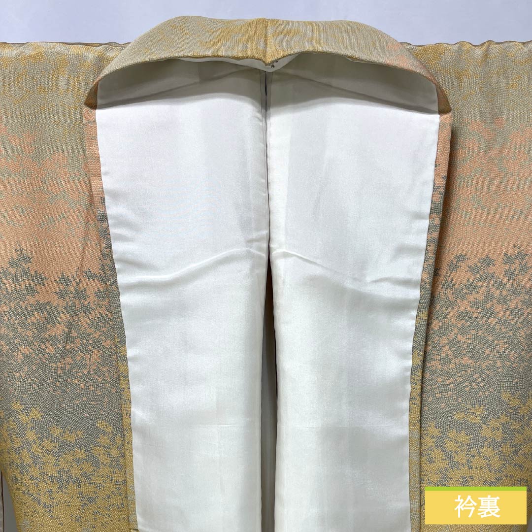小紋 正絹 Sランク 身丈152.5cm 裄丈61.5cm 袷 江戸小紋 型染 丸に角立四つ目 一つ紋 青海波 グラデーション系 1115006492299