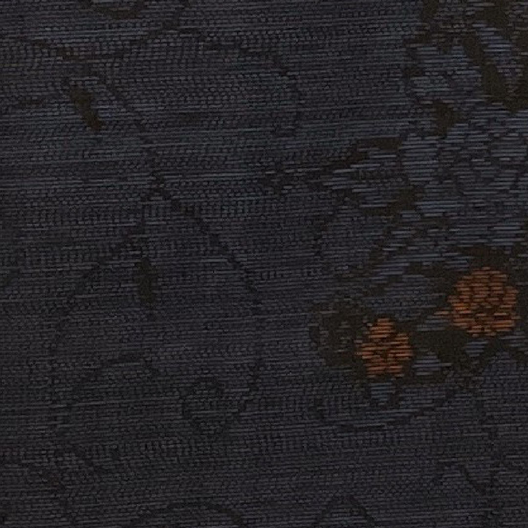 Oshima Tsumugi, Length 163.5cm, Sleeve length 67cm, Weft ikat, Floral pattern, Pure silk, S rank, Lined, Navy blue, 1116001142318