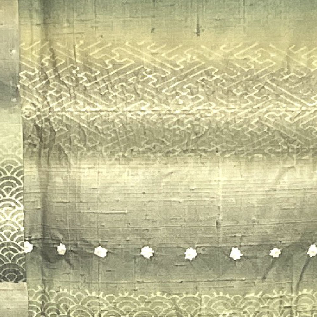 Homongi (formal kimono) Length 156cm Sleeve length 64cm Chigusa gray Tsumugi fabric Shibori Pure silk S rank Green 1112001992319