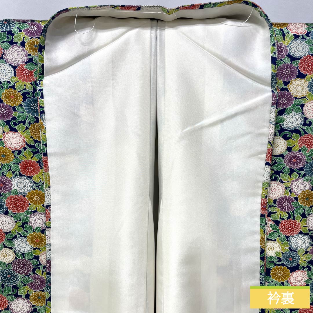 小紋 正絹 身丈163cm 裄丈65cm 袷 紺瑠璃色（こんるりいろ） 小菊 高島屋 Aランク 紺系 1115005733418