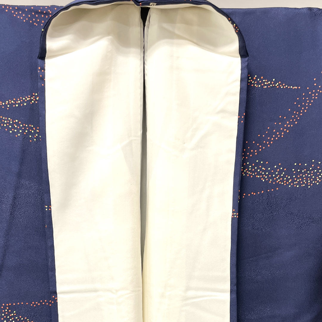 Komon, Length 158cm, Sleeve length 63.5cm, Lined, Blue-brown, Abstract pattern, Pure silk, A rank, Navy blue, 1115003493318