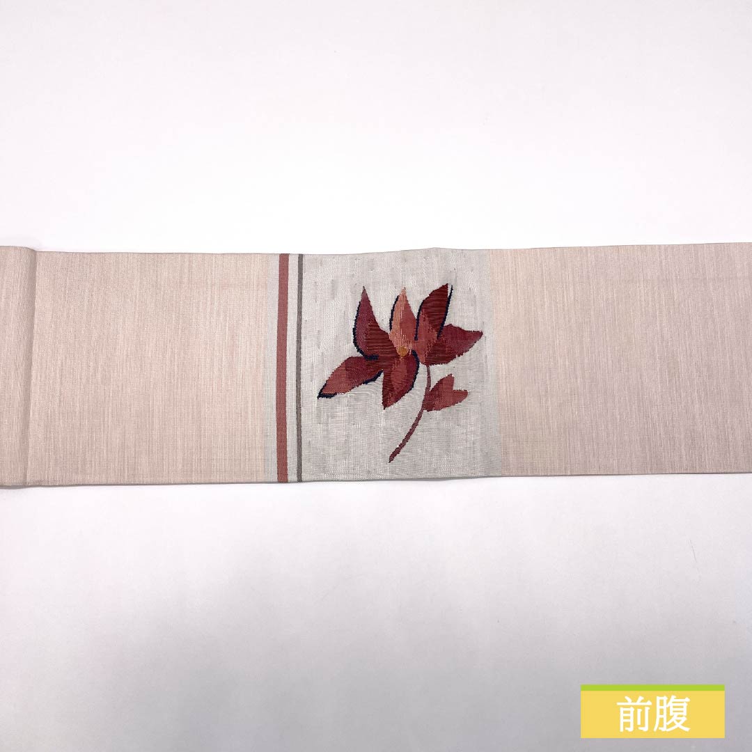 Nagoya obi, light cherry blossom color, scoop weave, abstract floral pattern, obi length 366cm, pure silk, A rank, point pattern, casual, pink, 1124008023313, Nagoya style