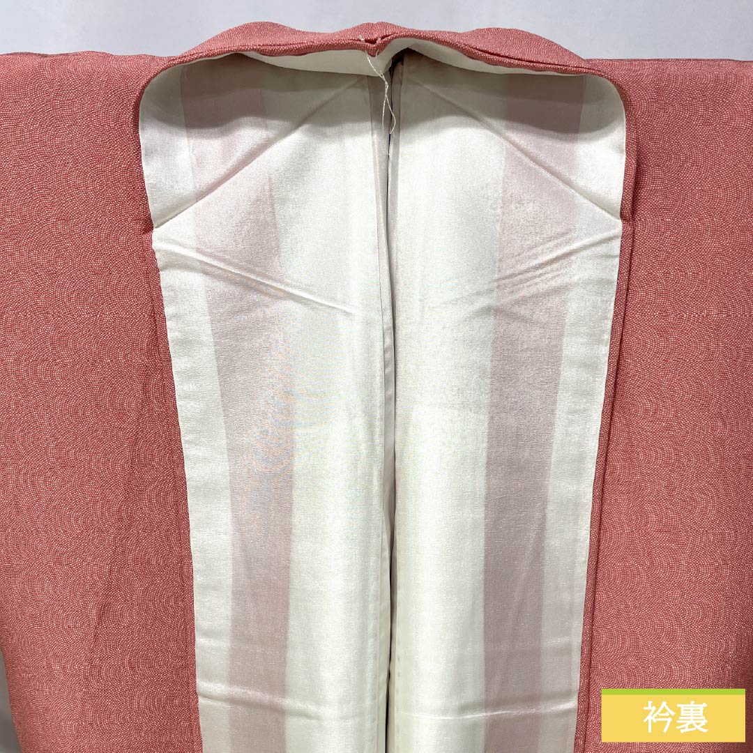 小紋 正絹 Sランク 身丈166.5cm 裄丈68cm 袷 紅梅色（こうばいいろ） 江戸小紋 鮫柄 型染 ピンク系 1115006622513