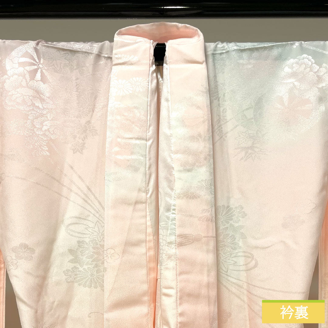 長襦袢 ポリエステル 身丈137.5cm 裄丈64cm 単衣 振袖用 ぼかし染 洗える着物 Sランク ピンク系 1129000622513