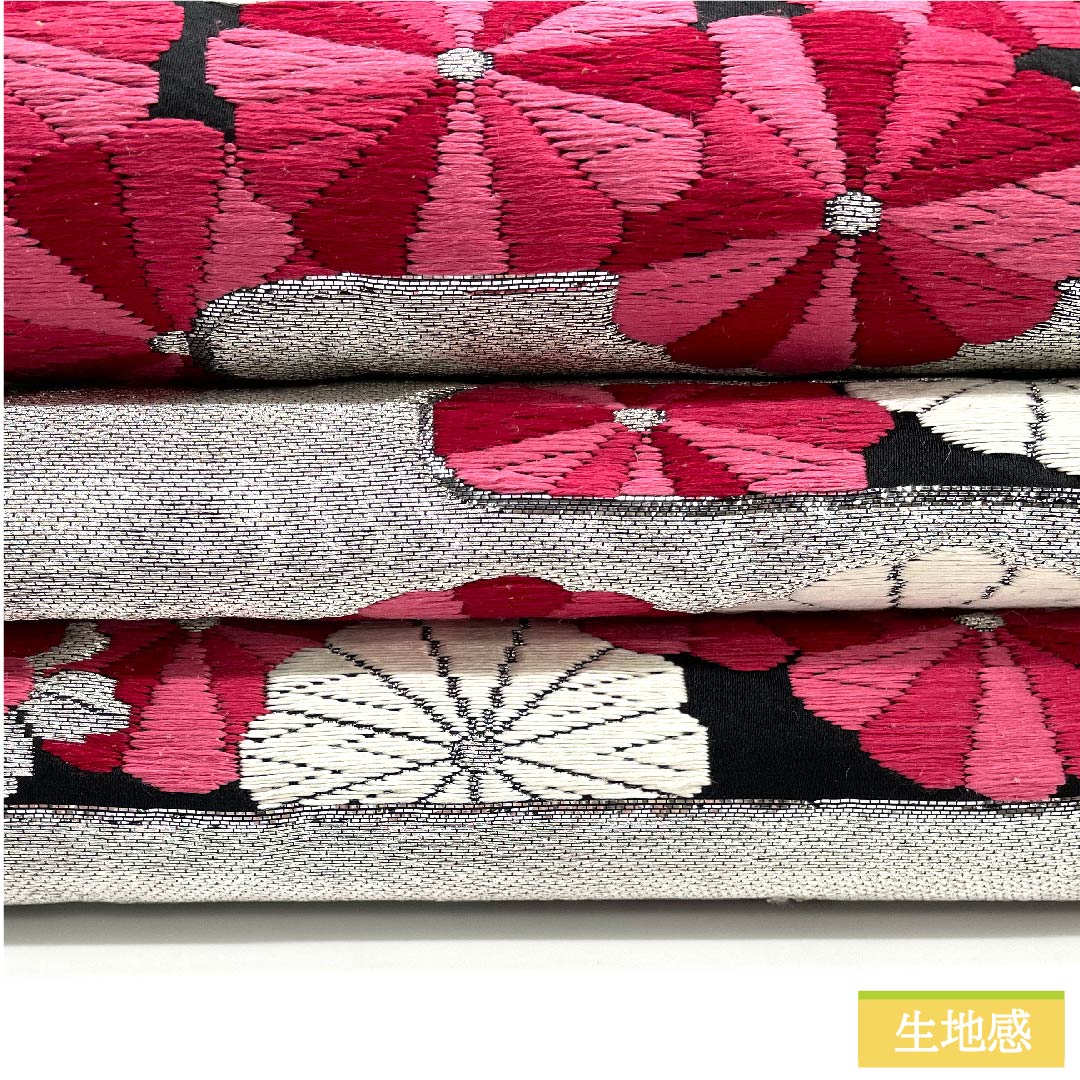 Fukuro Obi (Bag) - Pure Silk - Black - Marjuchymma - Length 400cm - S Rank - Six-way - Formal - Black - 1123011972310