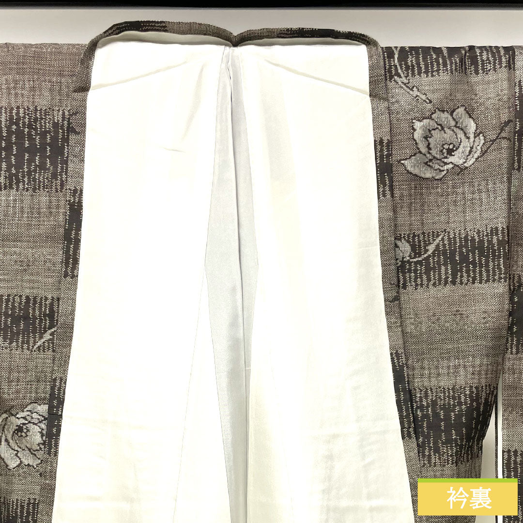 紬 正絹 身丈163cm 裄丈64.5cm 大島紬 9マルキ 市松 花模様 Sランク 袷 茶系 1116003742414