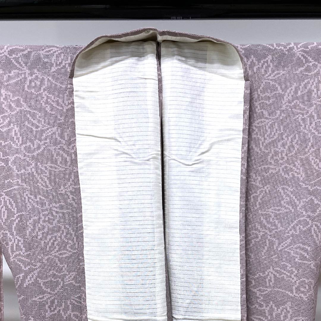 夏物 正絹 小紋 身丈155.5cm 裄丈63.5cm 柴色（ふしいろ） 花模様 紗 Sランク 紫系 1132000222320
