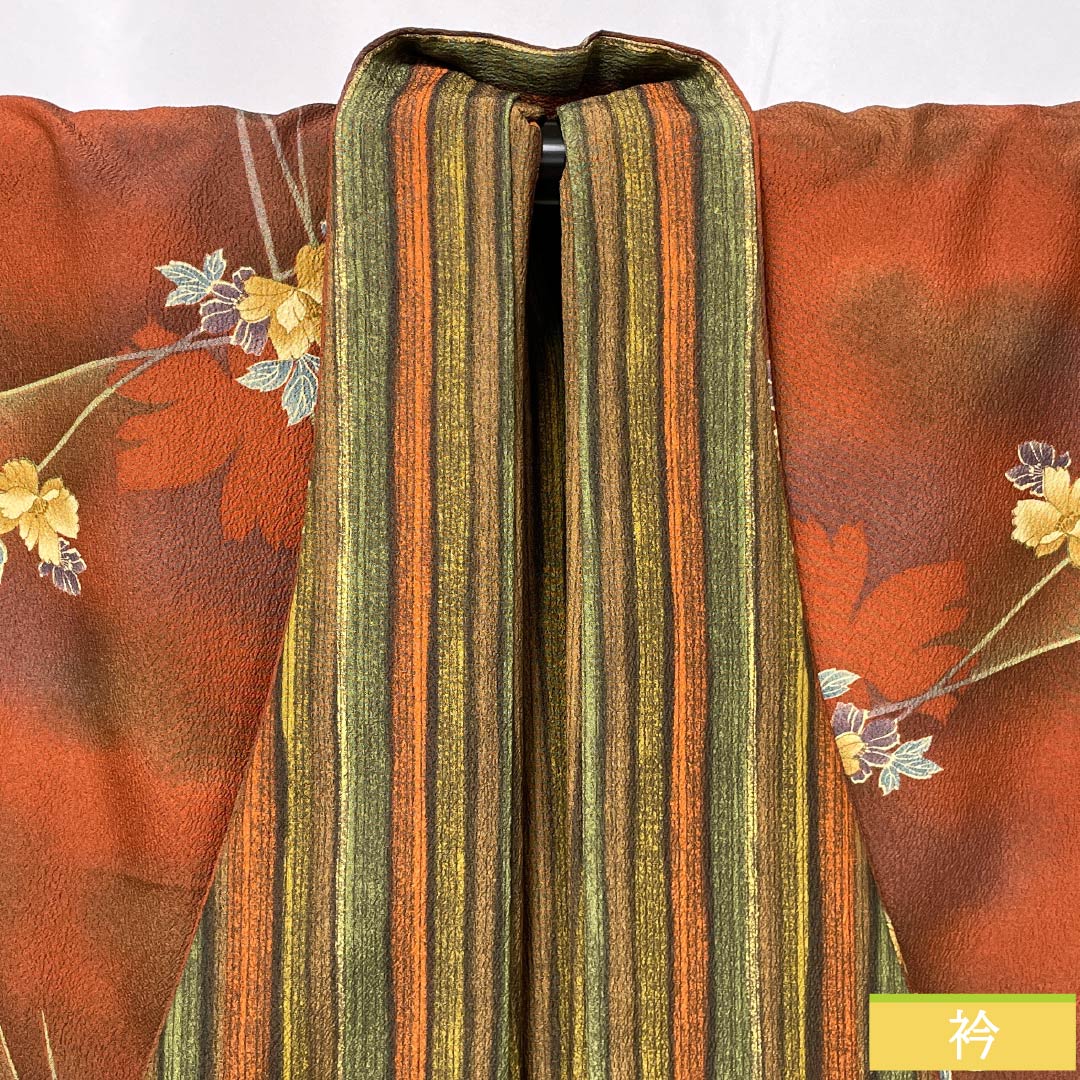 Polyester travel kimono, S rank, length 83cm, sleeve length 66cm, reversible, floral pattern, striped, lined, gradient, 1117001412999