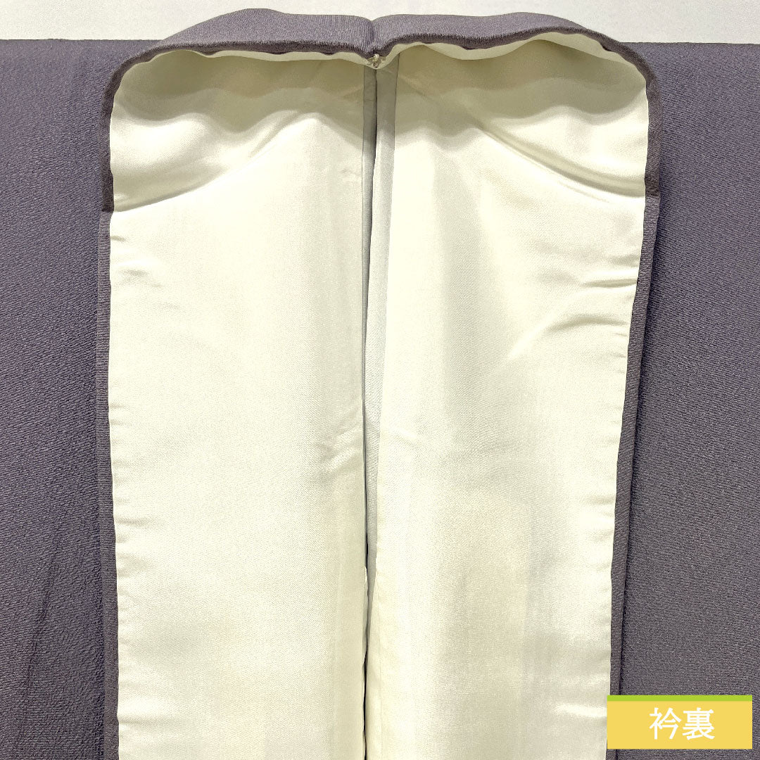 訪問着 正絹 袷 身丈159.5cm 裄丈63.5cm 紫鼠色（むらさきねずいろ）  ちりめん地 辻ヶ花 道長取り 付下げ Aランク グレー系 1112005583322