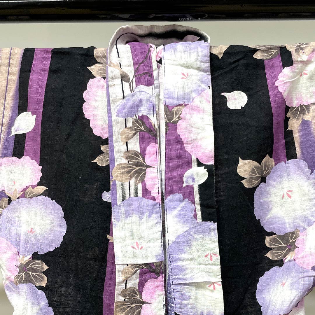 Yukata Black Morning Glory Cotton S Rank Single Layer Length 163.5cm Sleeve Length 62.5cm Black 1118004092410