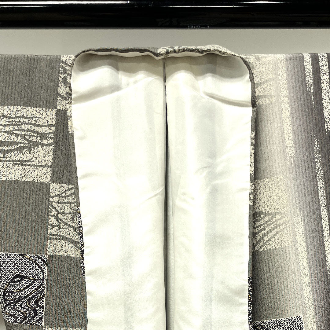 小紋 身丈158cm 裄丈62cm 袷  市松 抽象模様  正絹 Sランク グラデ 1115003282399