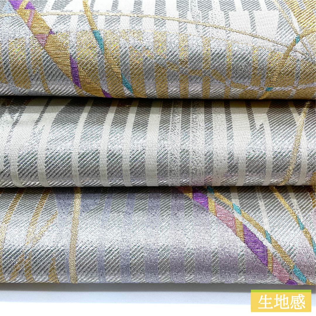 Silver-colored fukuro obi with butterfly pattern, obi length 428cm, pure silk, S rank, six-way, formal, silver-colored, 1123009962322