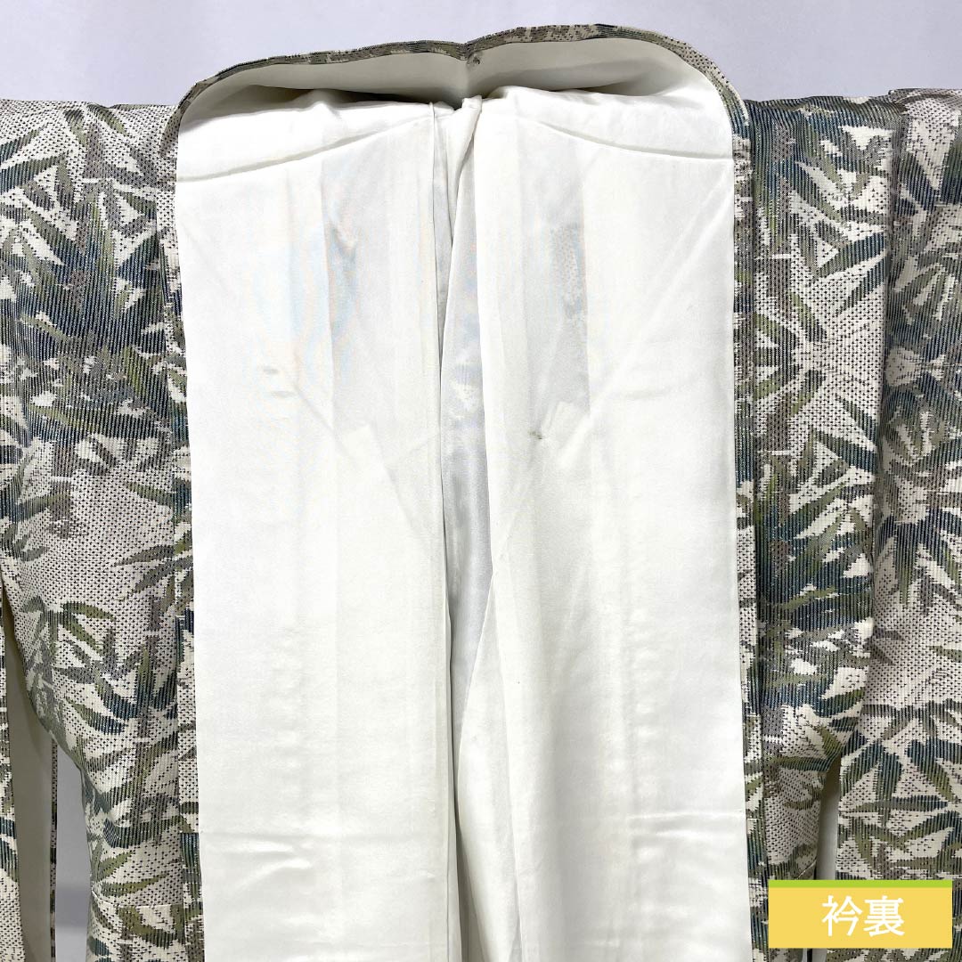 紬 正絹 Aランク 身丈159.5cm 裄丈62.5cm 白大島 7マルキ 一元 竹 袷 白系 1116005113311