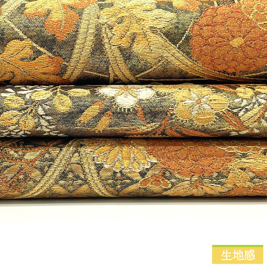 Fukuro Obi (Sash), Pure Silk, S-Rank, Nishijin-ori, with Gold-Tone Pattern, Length 440cm, Six-Ply, Formal, Item Number 1123016782321