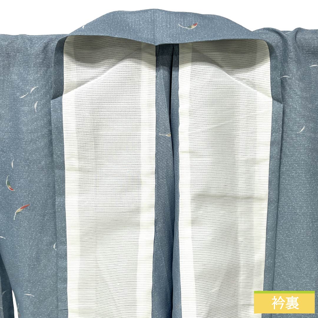 Summer Polyester Komon S Rank Length 162cm (4ft 9in) Sleeve length 65cm (2ft 1in) Kinuta-seiji (Celadon) Abstract Pattern Washable Kimono Ro-weave Blue 1132003392417