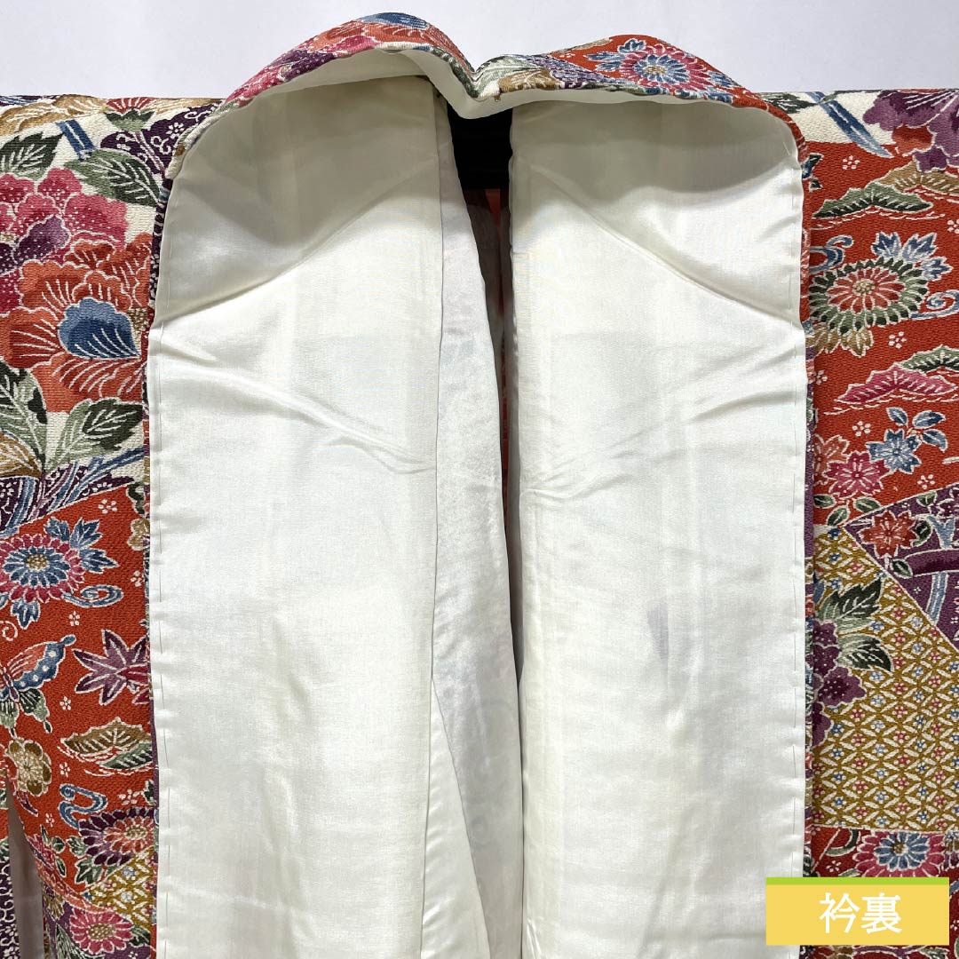 小紋 正絹 Sランク 身丈163cm 裄丈67cm 袷 京紅型 割付文様 紅型調 草花  グラデーション系 1115007342499