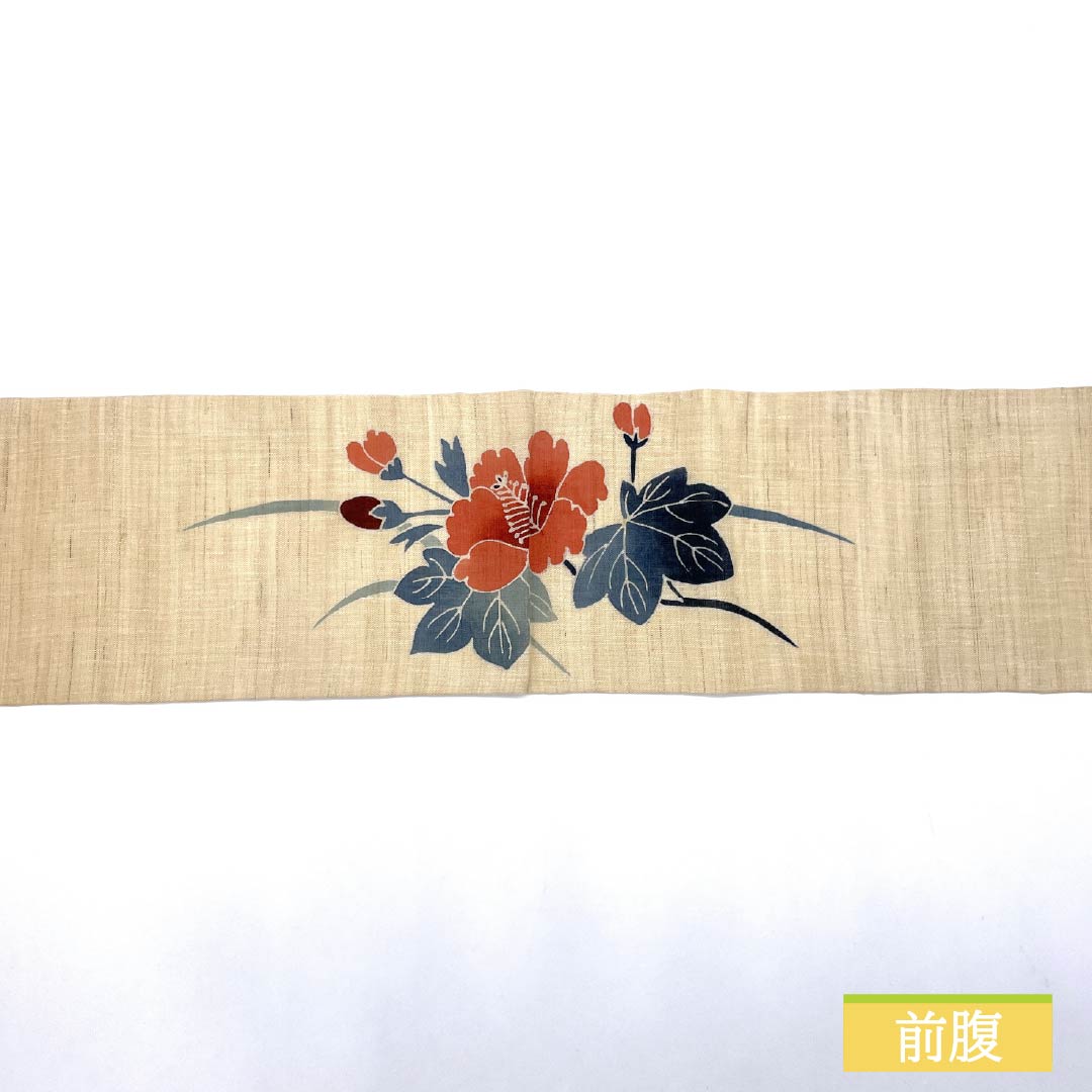 Nagoya obi, hemp, off-white, summer obi, Kyoto Bingata style, Bingata style, obi length 350cm, S rank, point pattern, casual, cream color, 1124007952315, Nagoya style