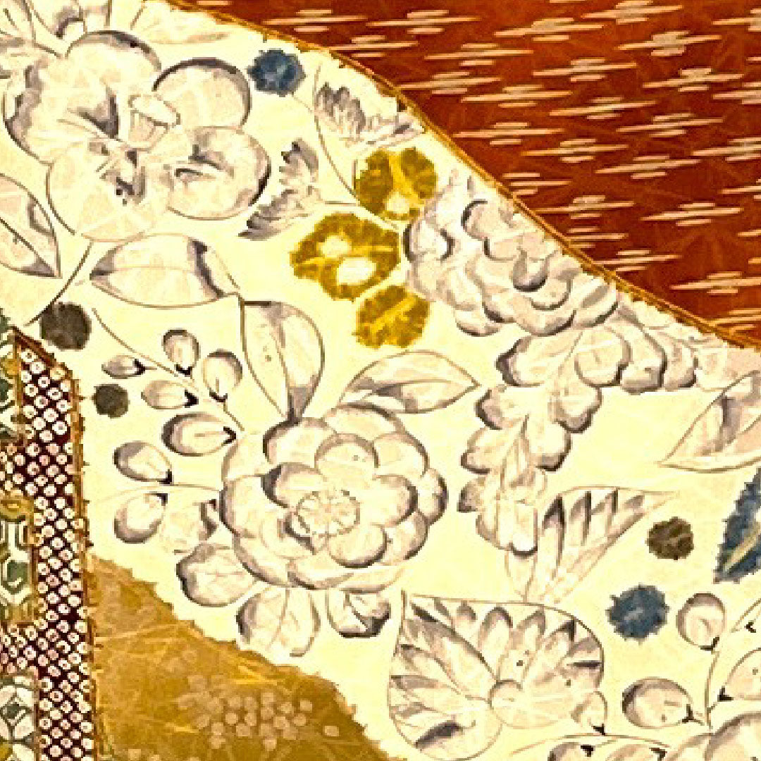 小紋 身丈157cm 裄丈65.5cm 袷  辻ヶ花 七宝 染疋田  正絹 Aランク クリーム系 1115001993315