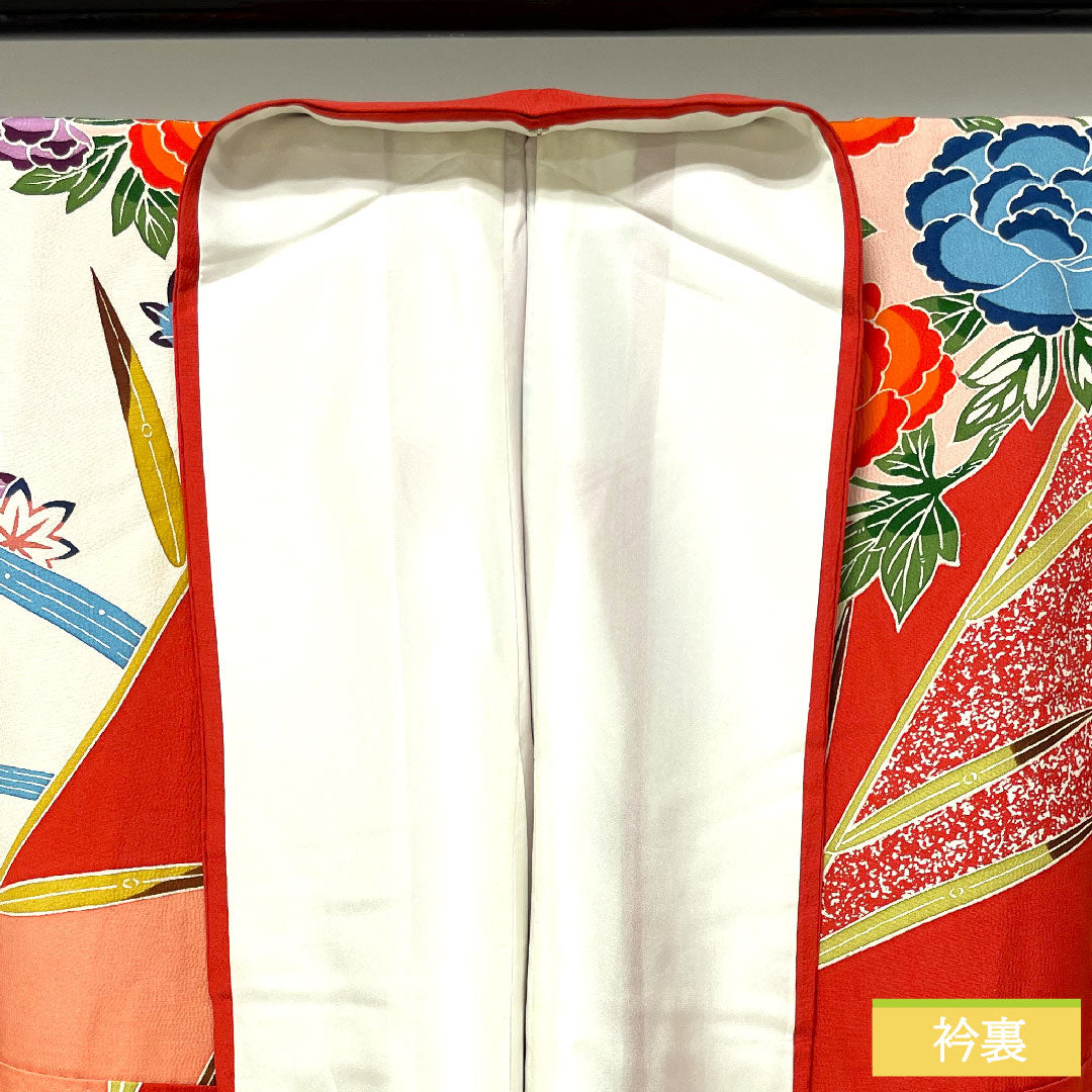 振袖 正絹 身丈161.5cm 裄丈62.5cm 袷 土耳古赤色（とるこあかいろ） 吉祥文様 Aランク 赤系 1113002023412