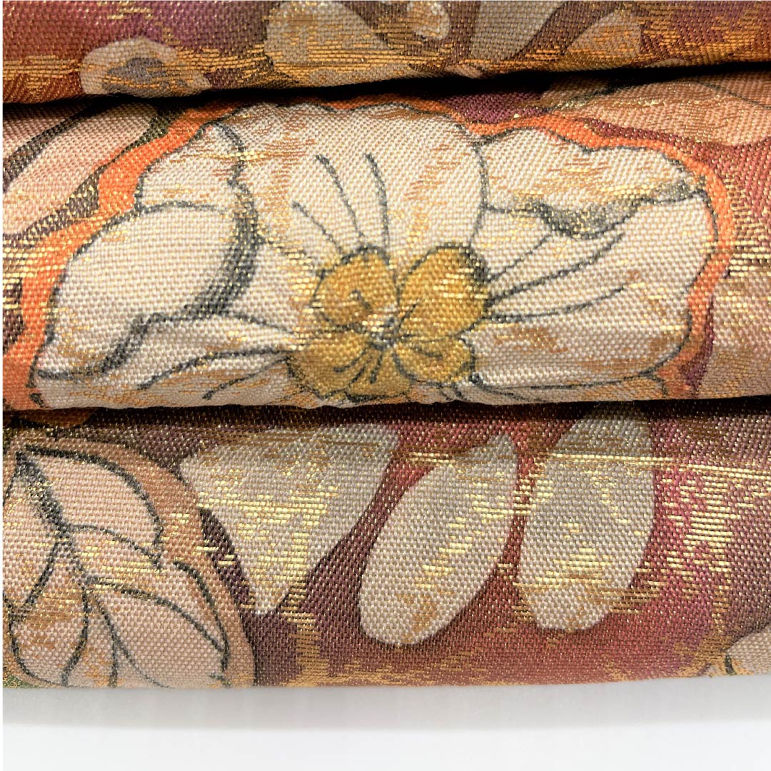 袋帯 檜皮色（ひわだいろ） 辻ヶ花 作家物 帯丈440cm 正絹 Sランク ポイント柄 フォーマル 茶系 1123005322314