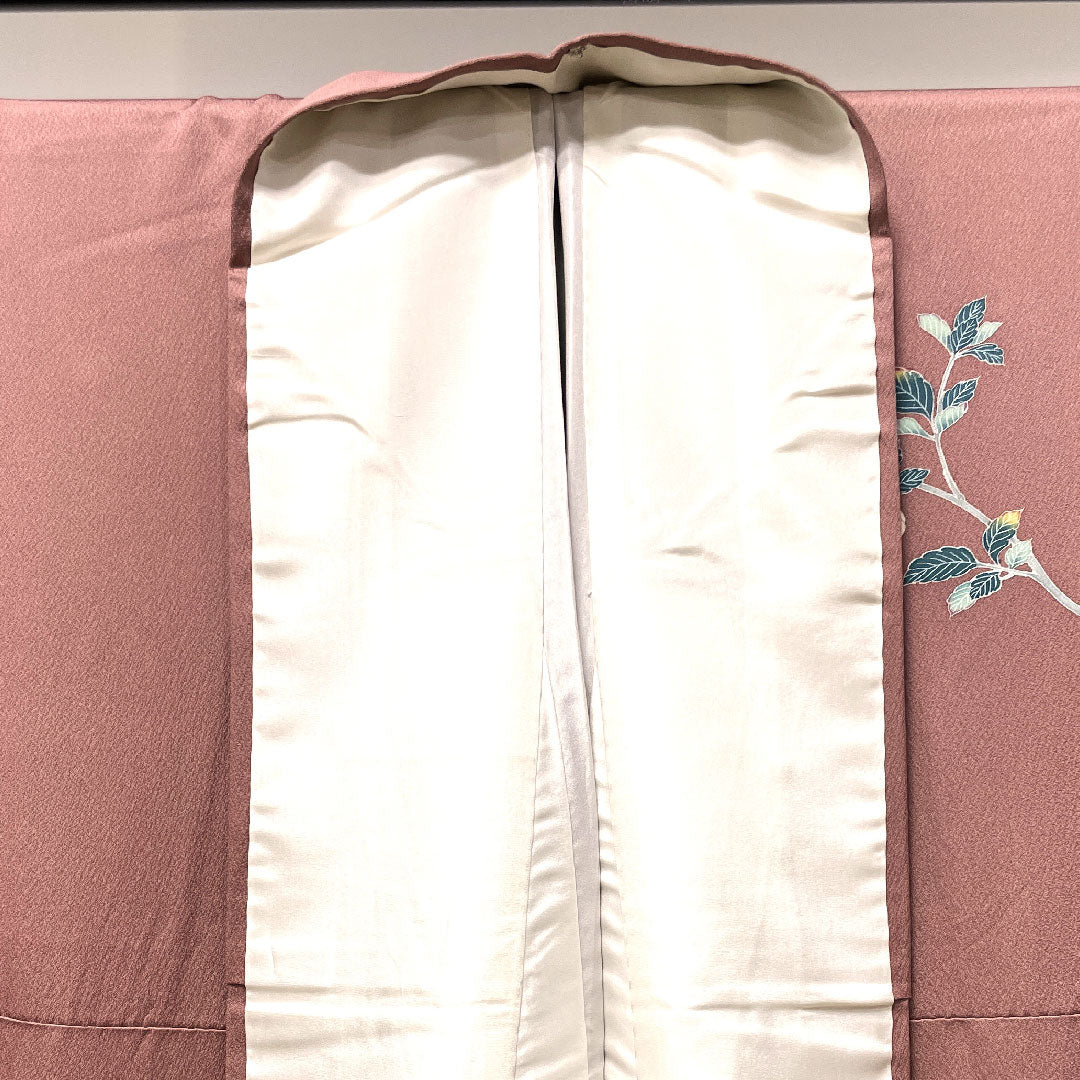 Homongi, pure silk, lined, length 158cm, sleeve length 63cm, red wax-stamped, Kyoto Yuzen, floral pattern, S rank, pink, 1112003012313