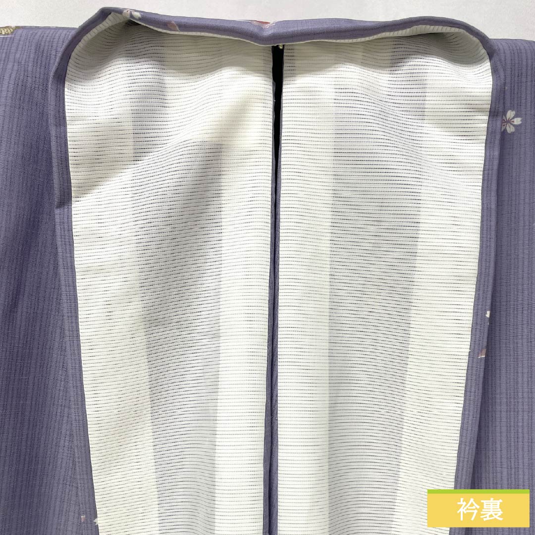 Summer kimono, polyester, small pattern, length 167cm, sleeve length 64.5cm, Beniminatoiro (beniminato-iro), moon-viewing rabbit, washable kimono, gauze, S rank, purple, 1132002172520