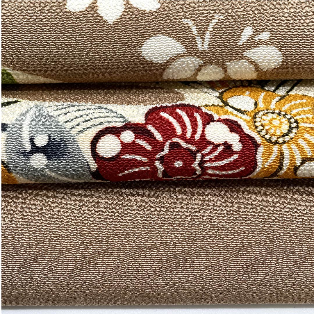 Nagoya obi, fawn color, Kyo-Bingata, Kuriyama Kobo, Tsujigahana pattern, obi length 376.5cm, pure silk, S rank, point pattern, casual, brown, 1124005192314, Nagoya style